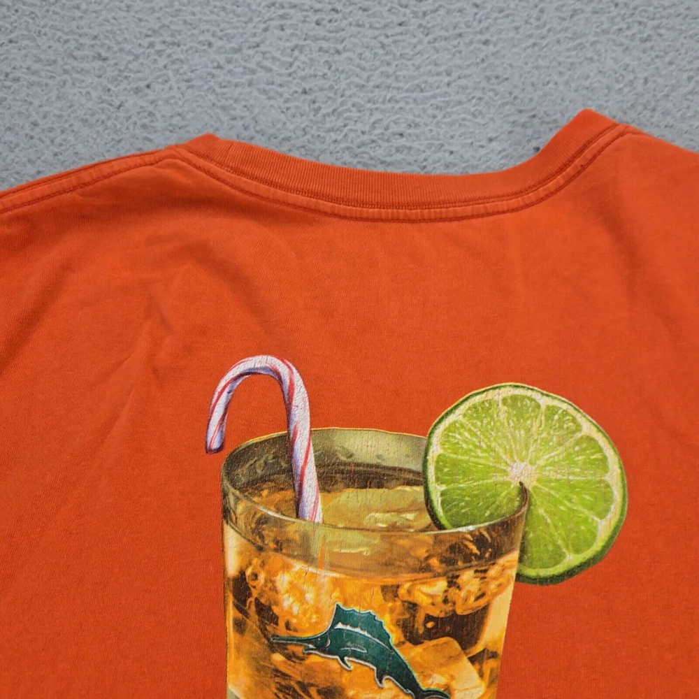 Tommy Bahama Shirt Mens Large Orange Rum Pa Pum Pum Graphic Short Sleeve Marlon - Picture 6 of 10